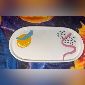 New grove ceramic abstract art oval vanity tray /soap tray
